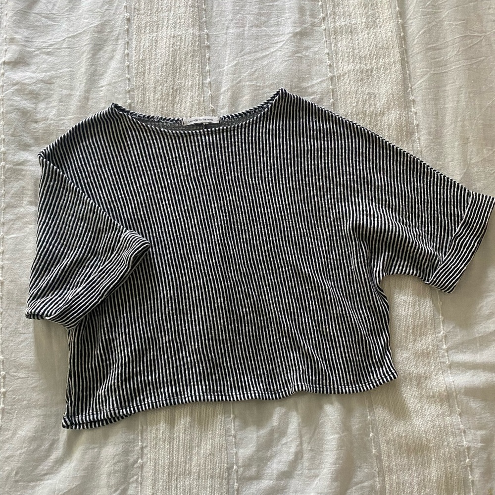 Caution to the Wind Women’s black and white striped Top